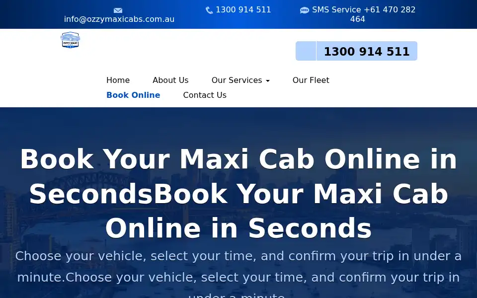 Screenshot of ozzymaxicabs.com.au