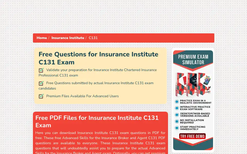 Screenshot of p2pexams.com