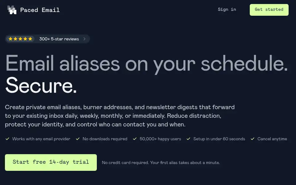 Screenshot of paced.email