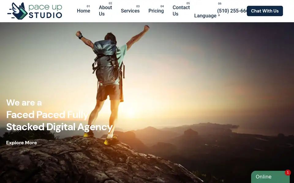 Screenshot of paceupstudio.com
