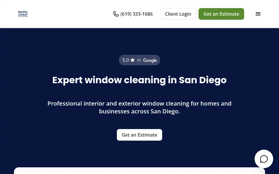 Screenshot of pacificcoastwindowcleaningcompany.com