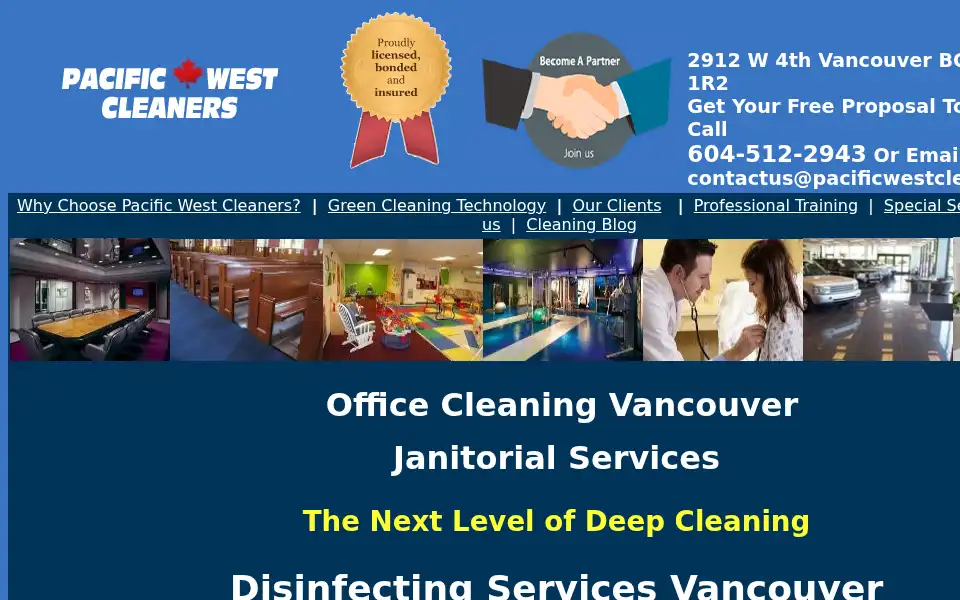 Screenshot of pacificwestcleaners.ca