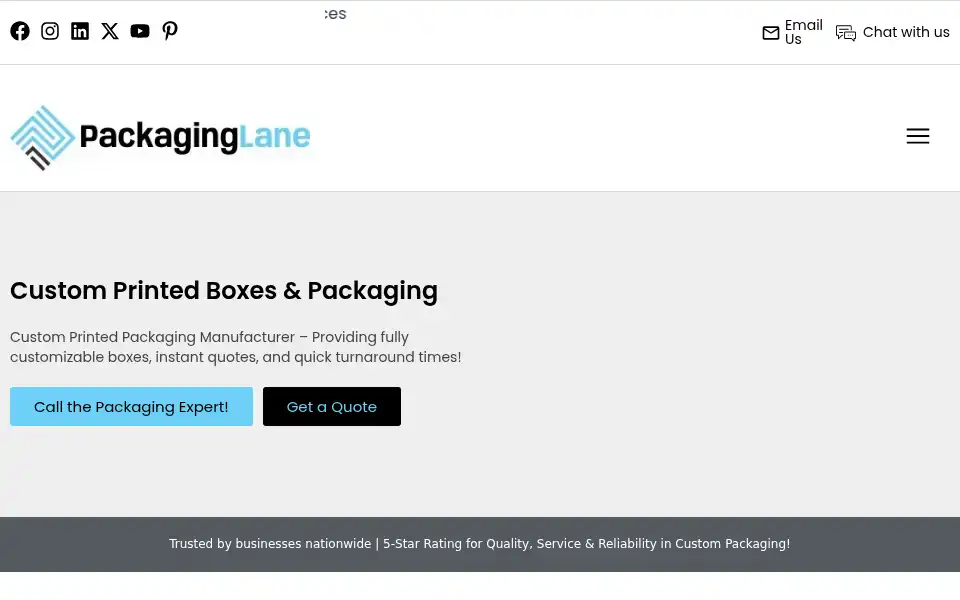 Screenshot of packaginglane.com