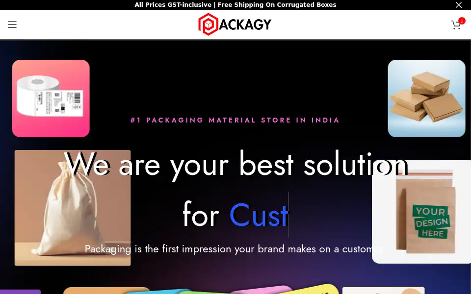 Screenshot of packagy.in