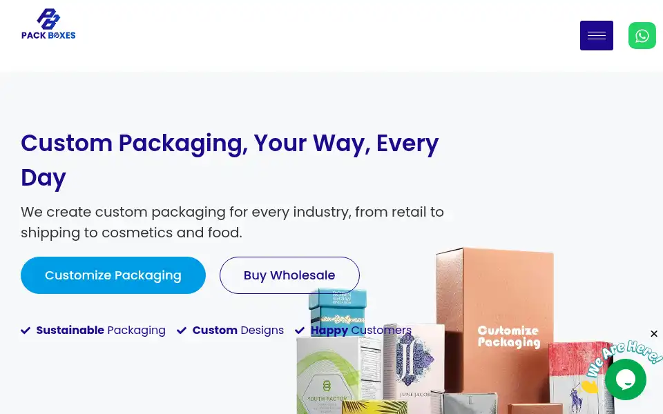 Screenshot of packboxes.co.uk