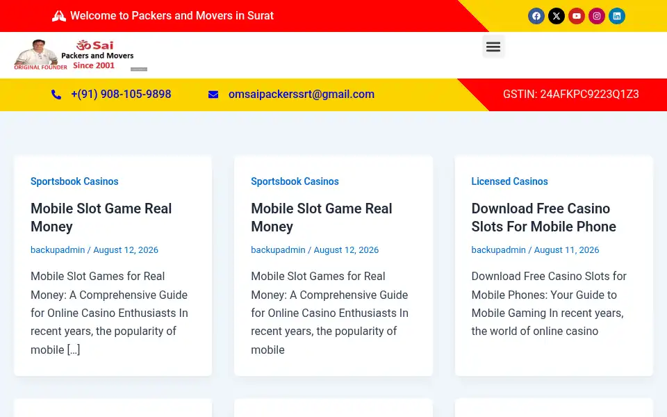 Screenshot of packersandmoverssurat.com