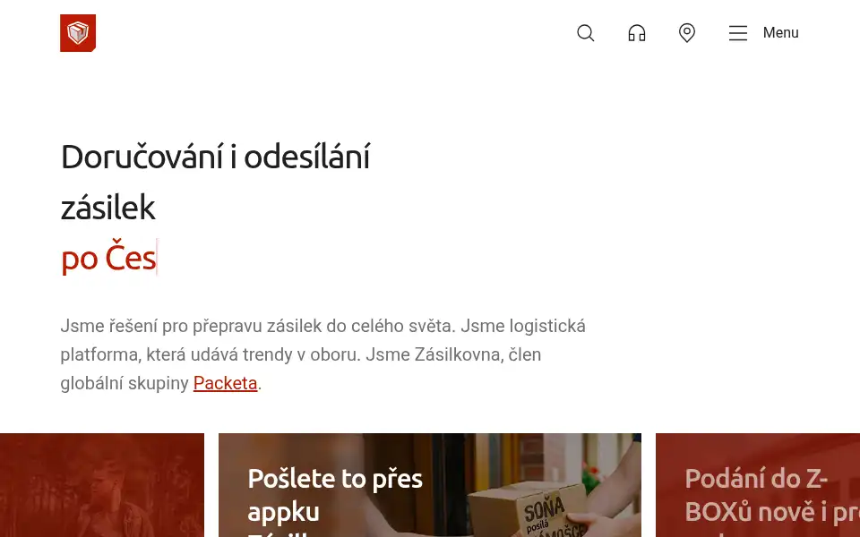 Screenshot of packeta.cz