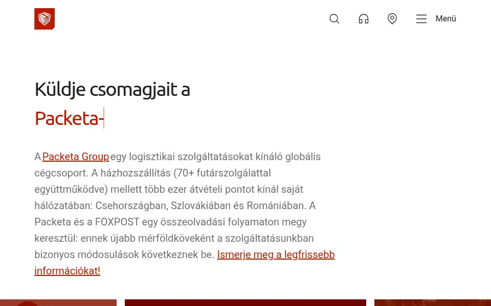 Screenshot of packeta.hu