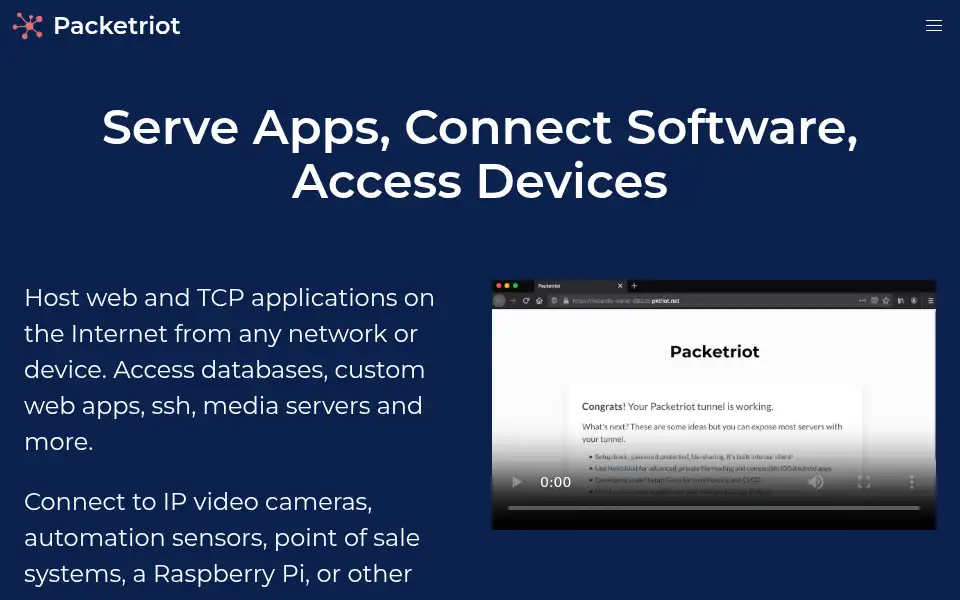 Screenshot of packetriot.com