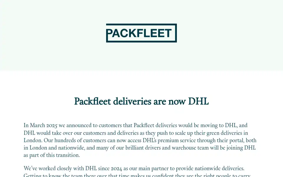 Screenshot of packfleet.com
