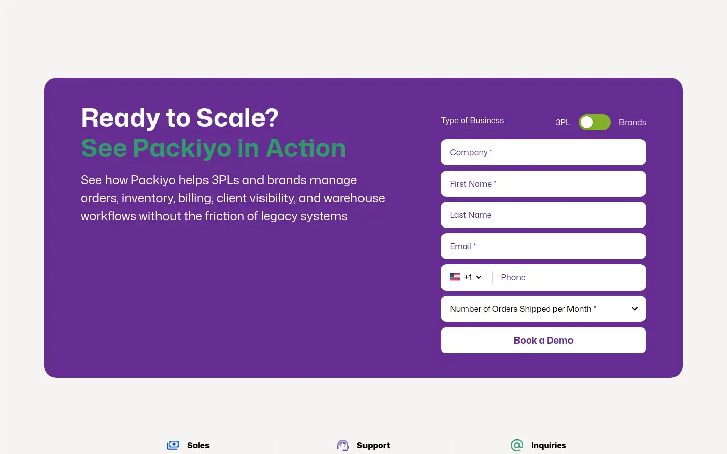 Screenshot of packiyo.com
