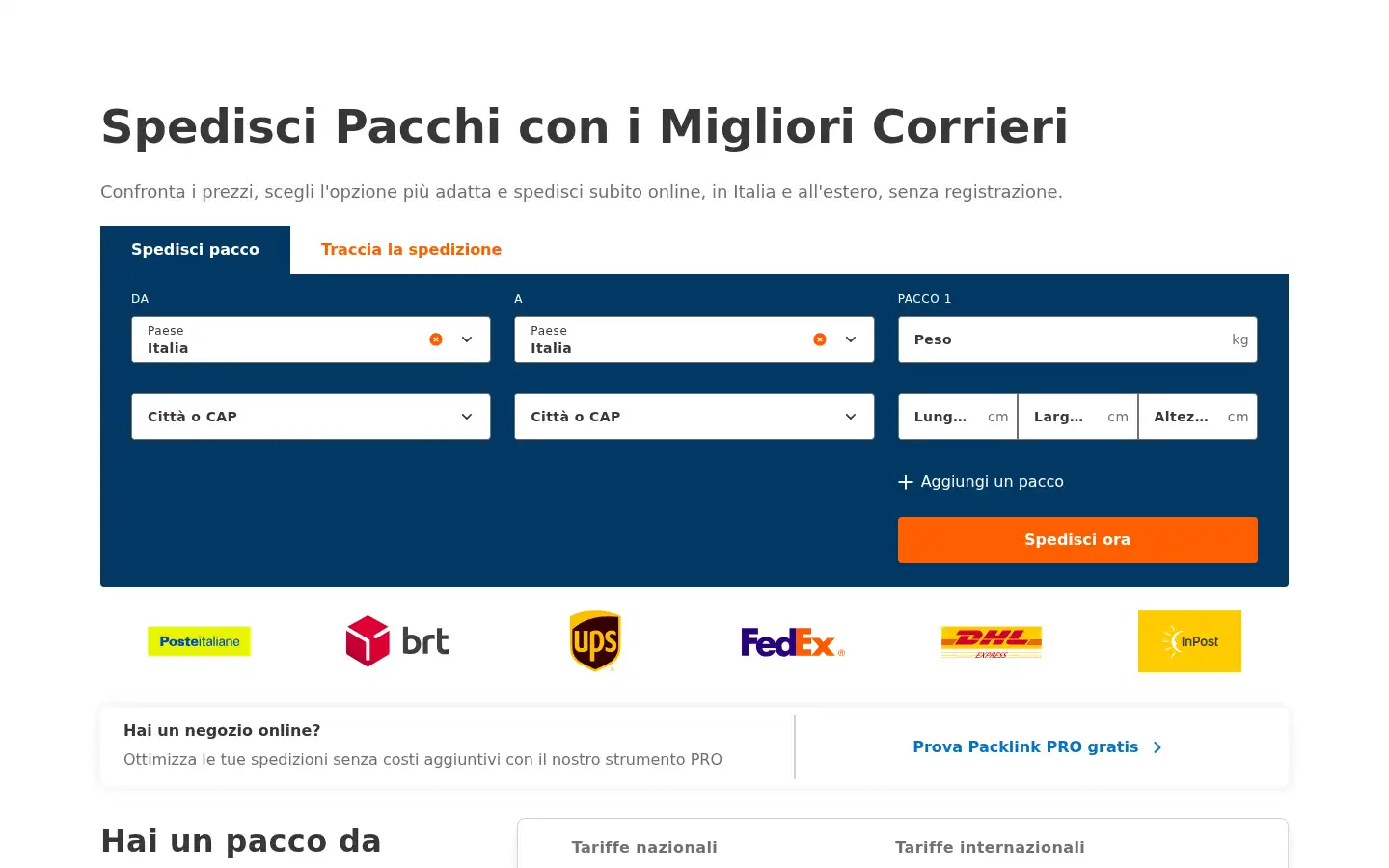 Screenshot of packlink.it