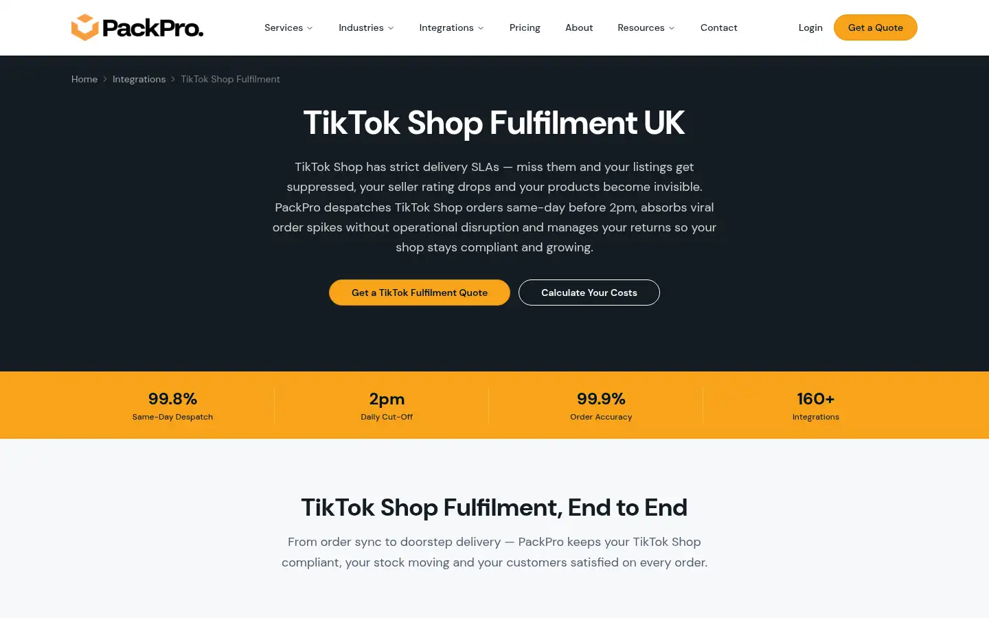 Screenshot of packprofulfilment.co.uk