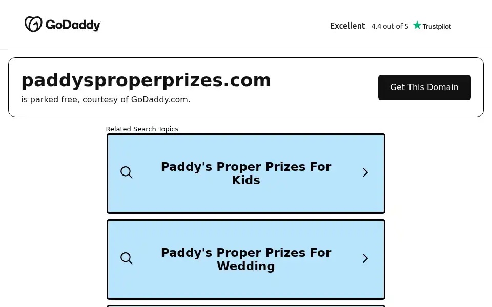 Screenshot of paddysproperprizes.com
