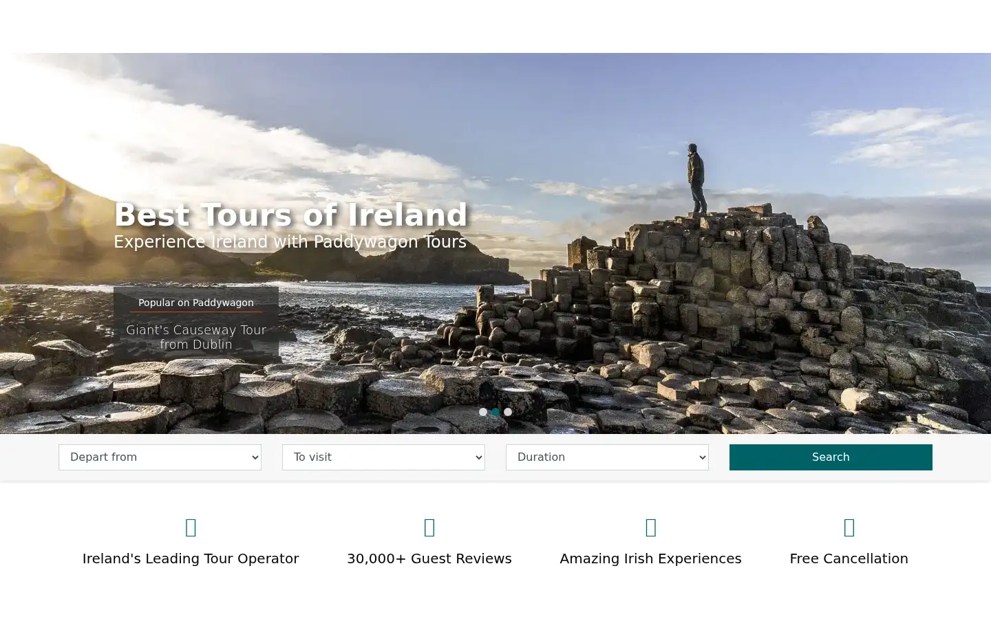 Screenshot of paddywagontours.com