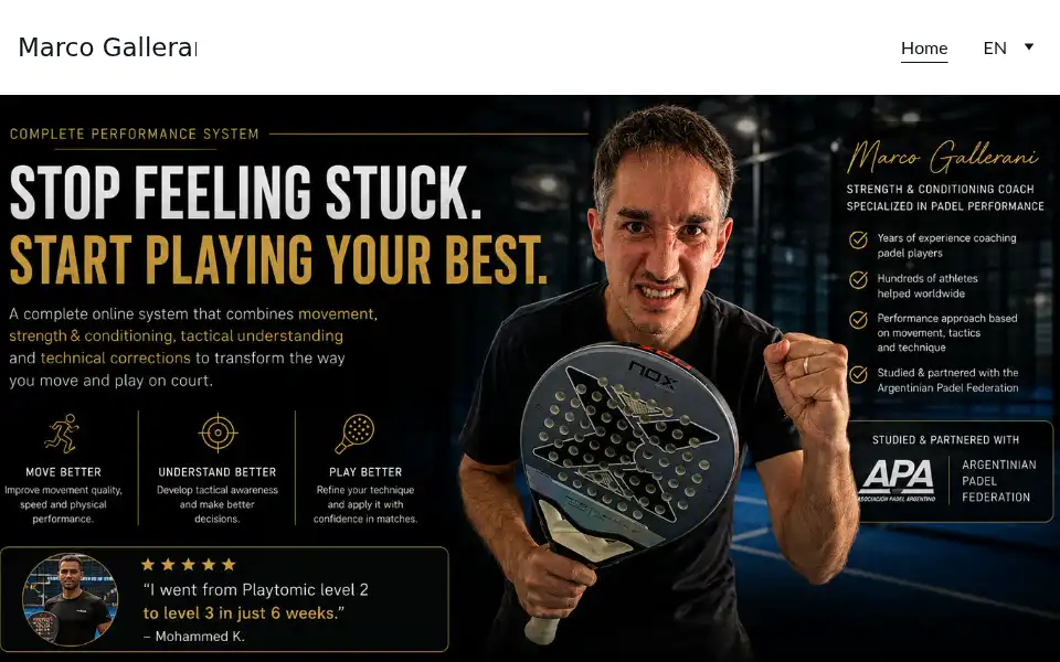 Screenshot of padelstrength.eu