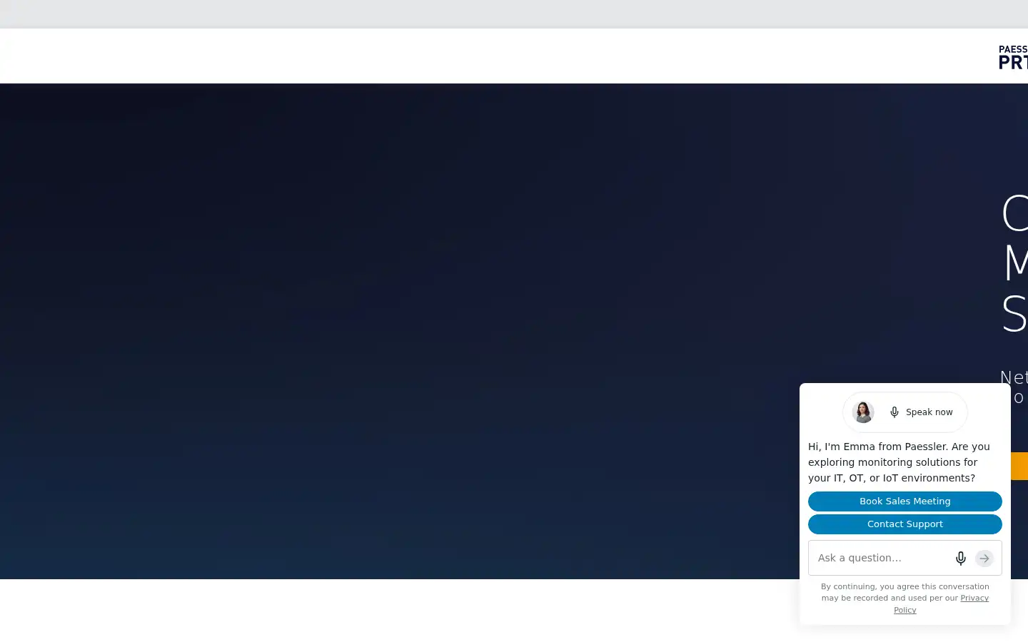 Screenshot of paessler.com