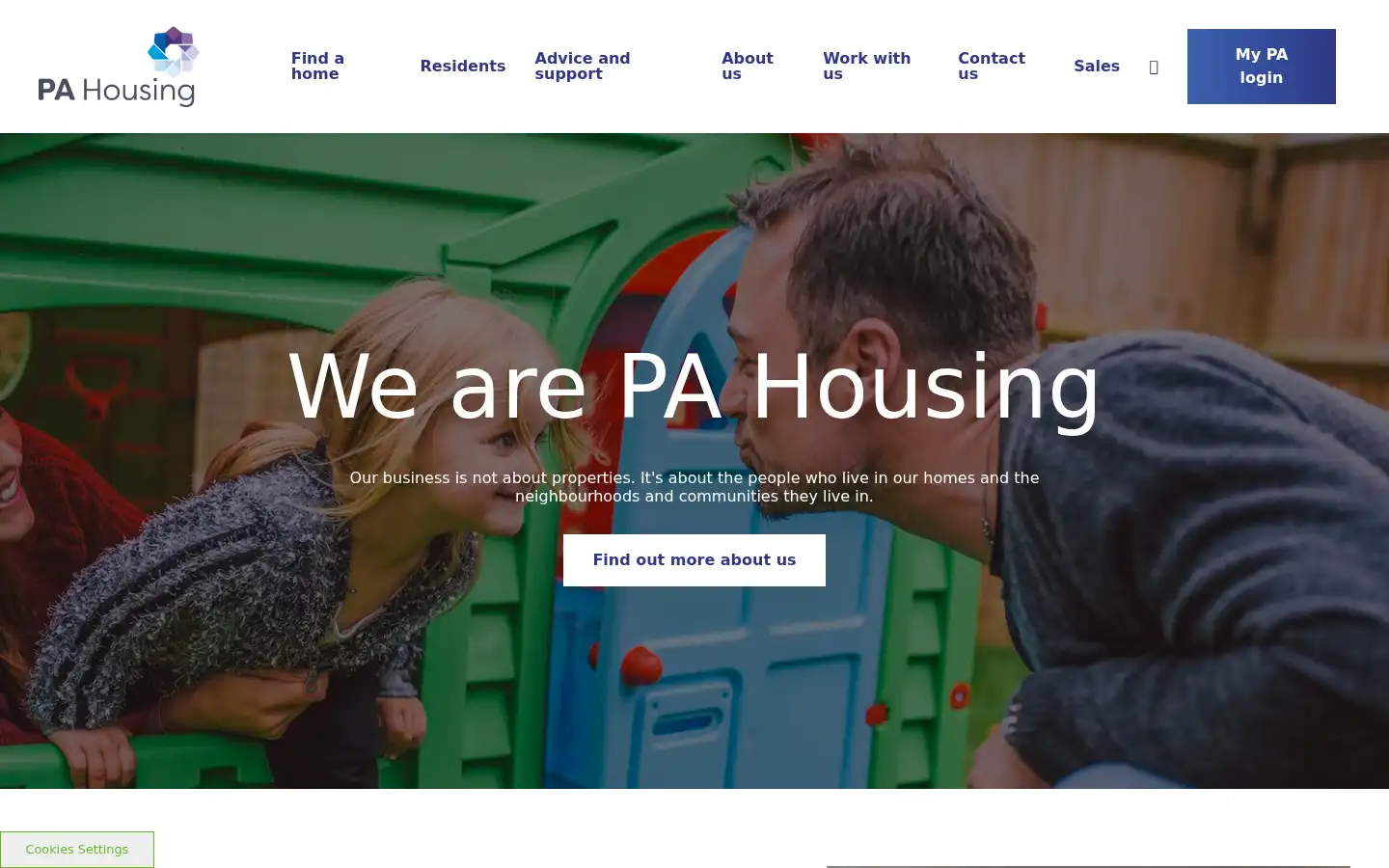 Screenshot of pahousing.co.uk