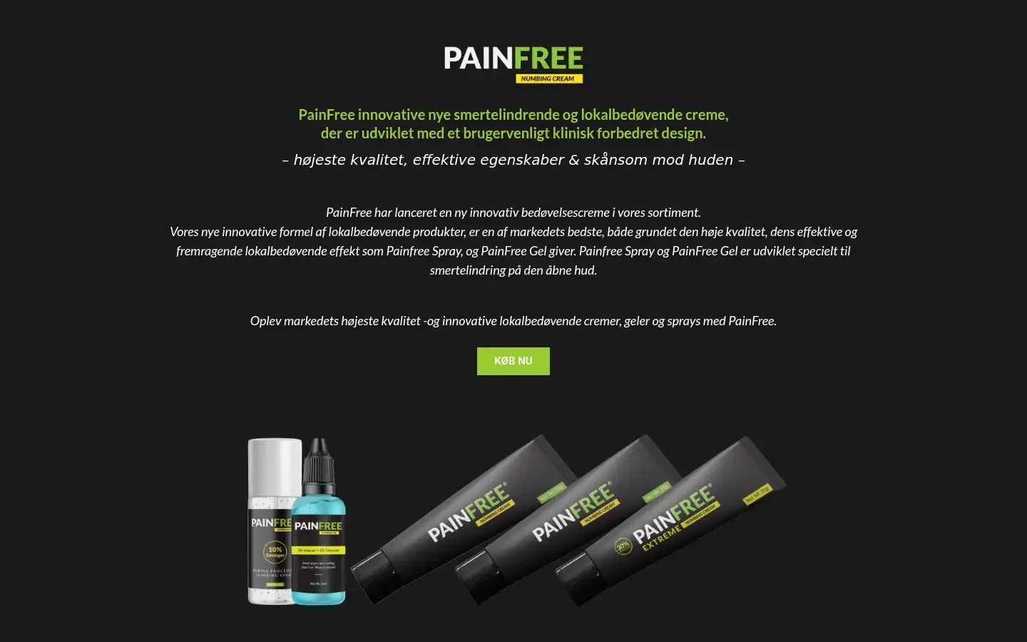 Screenshot of painfree.dk