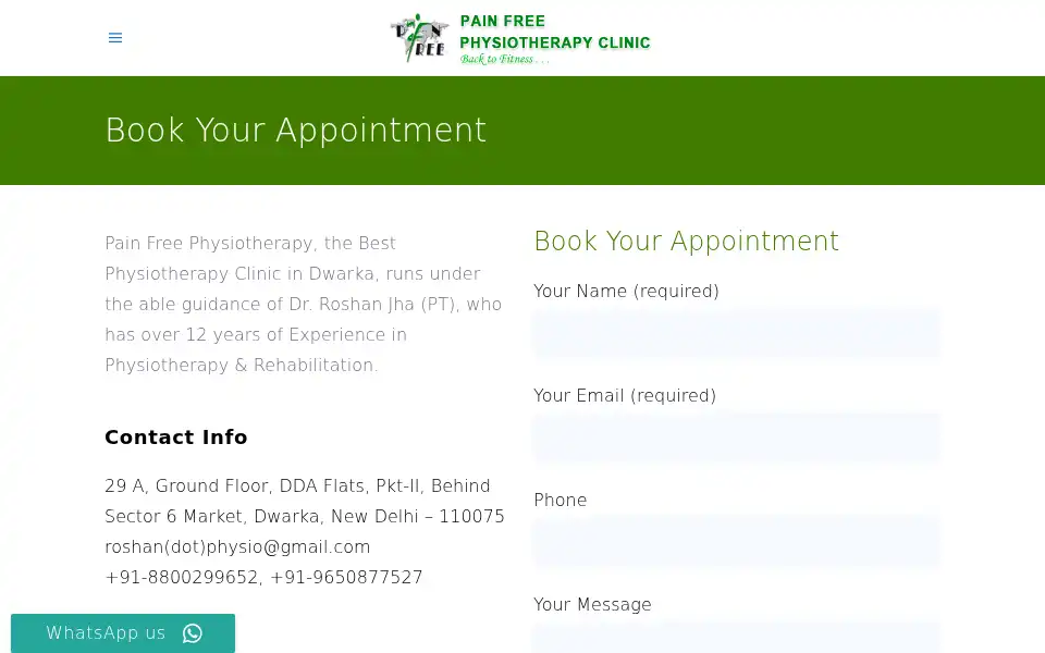 Screenshot of painfreephysiotherapy.com