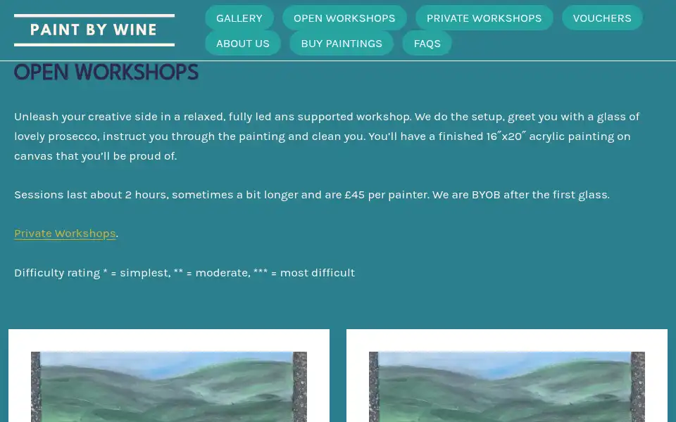 Screenshot of paintbywine.com