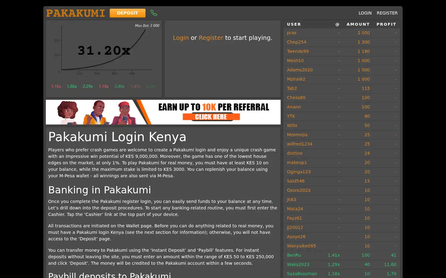 Screenshot of pakakumilogin.me.ke