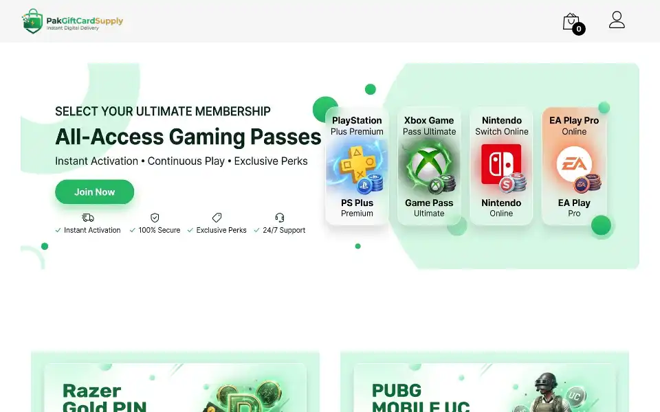 Screenshot of pakgiftcardsupply.com