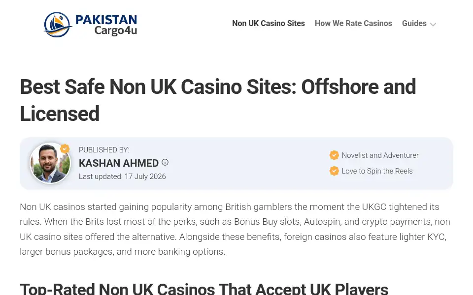 Screenshot of pakistancargo4u.co.uk