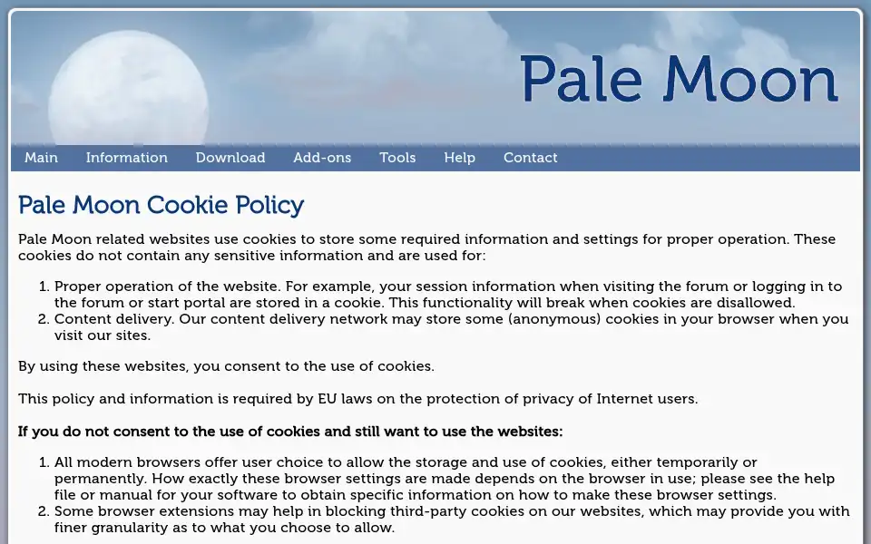 Screenshot of palemoon.org