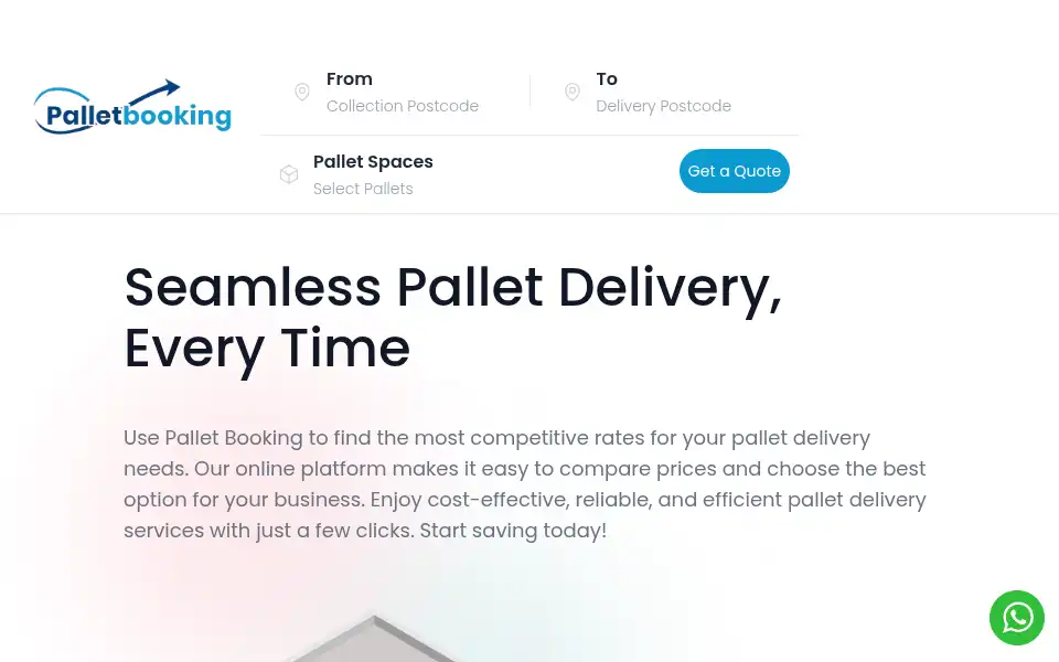 Screenshot of palletbooking.co.uk