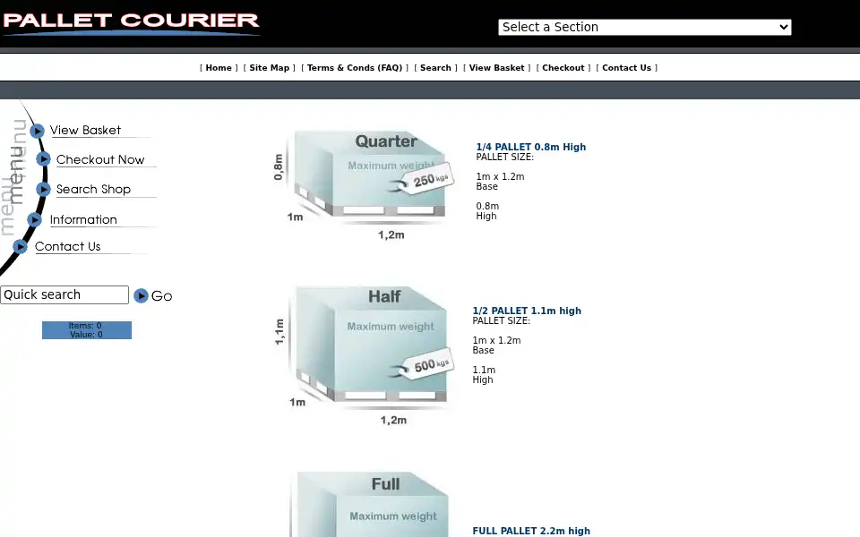 Screenshot of palletcourier.co.uk