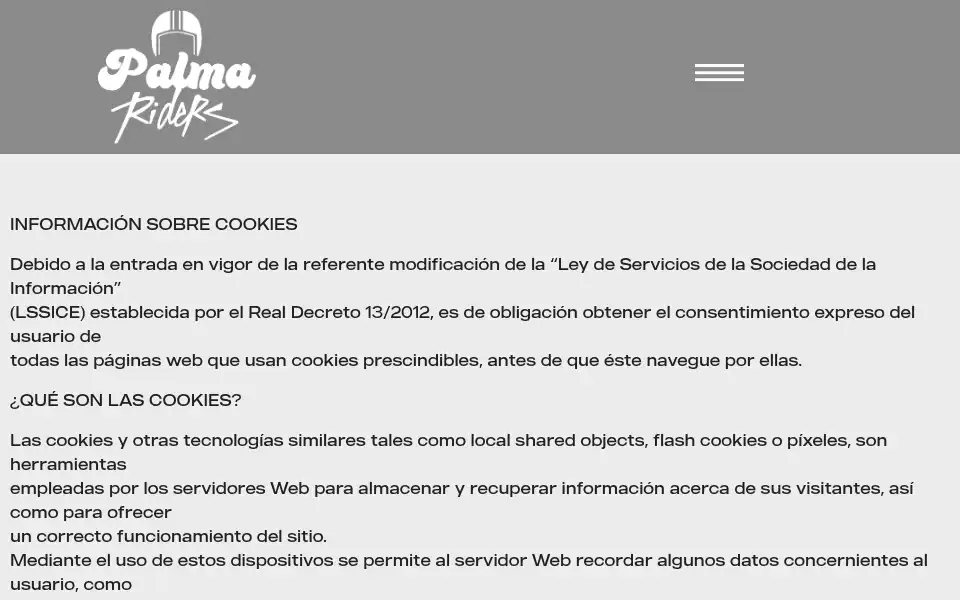 Screenshot of palmariders.com