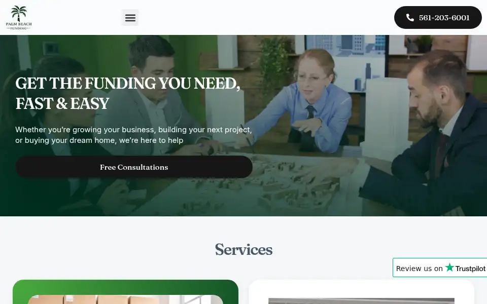 Screenshot of palmbeachfunding.com