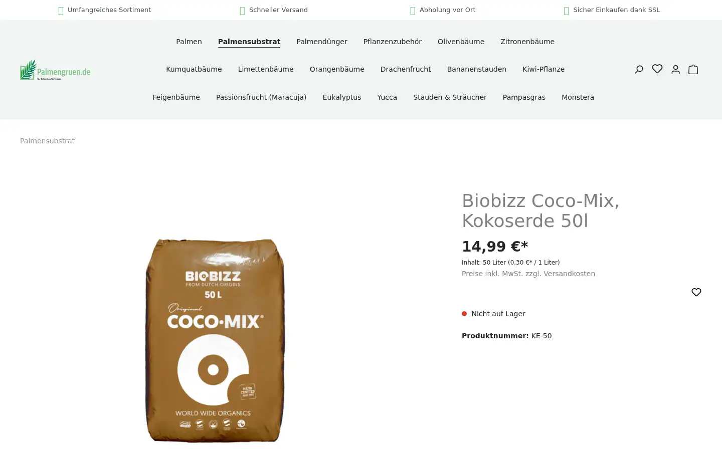 Screenshot of palmengruen.de