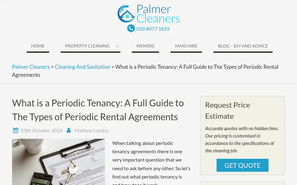 Screenshot of palmercleaners.com