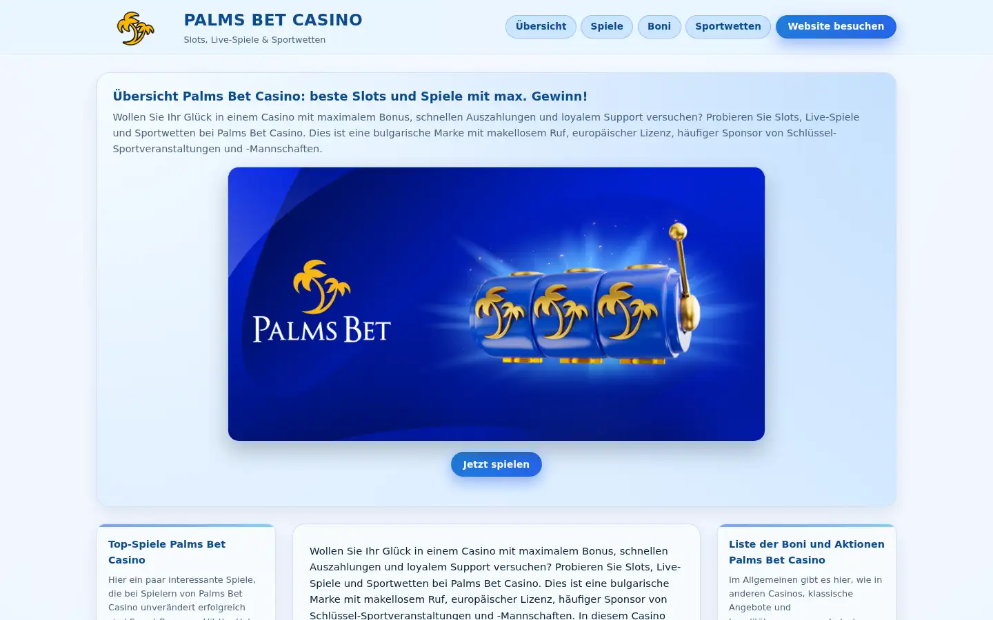 Screenshot of palmsbetde.org