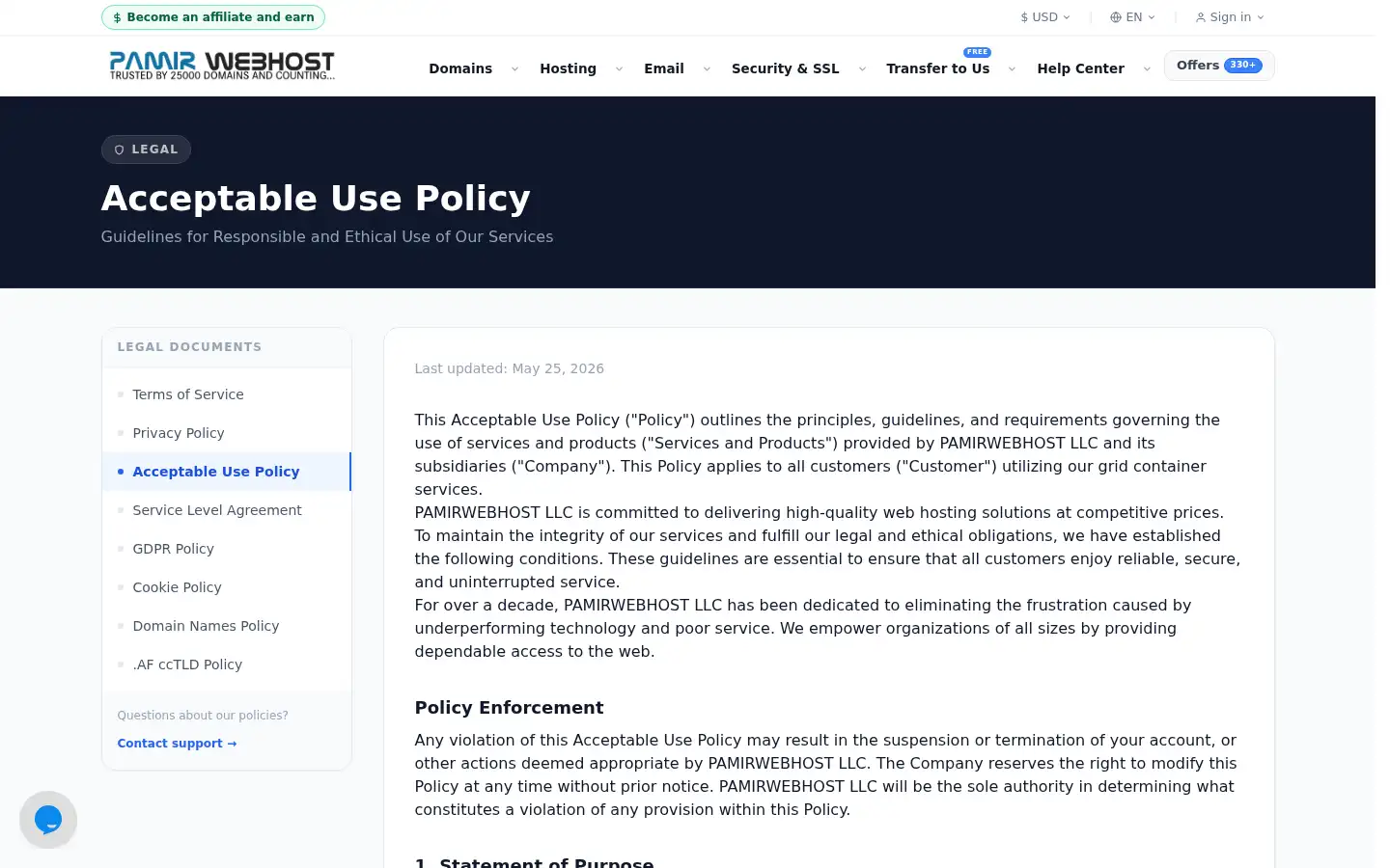 Screenshot of pamirwebhost.com