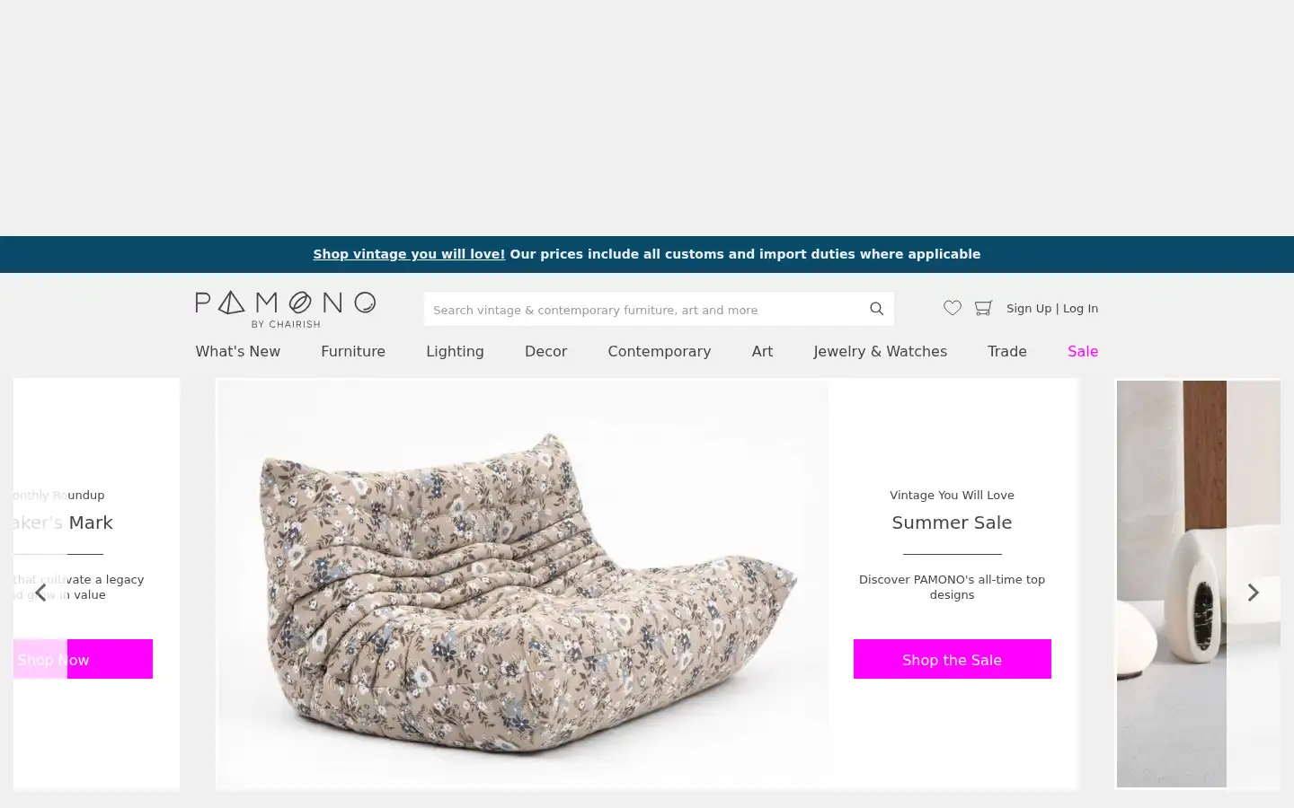 Screenshot of pamono.com