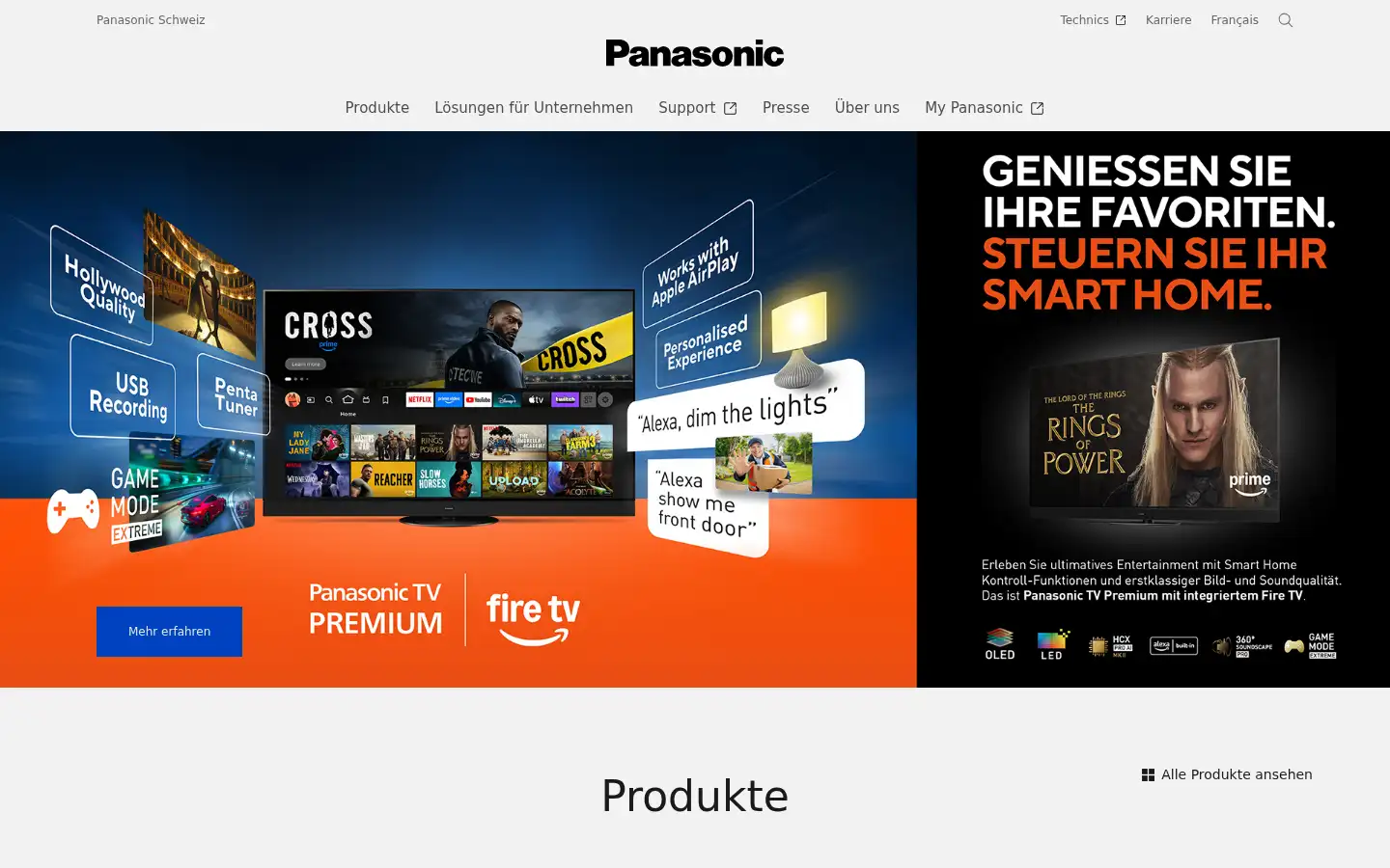 Screenshot of panasonic.ch