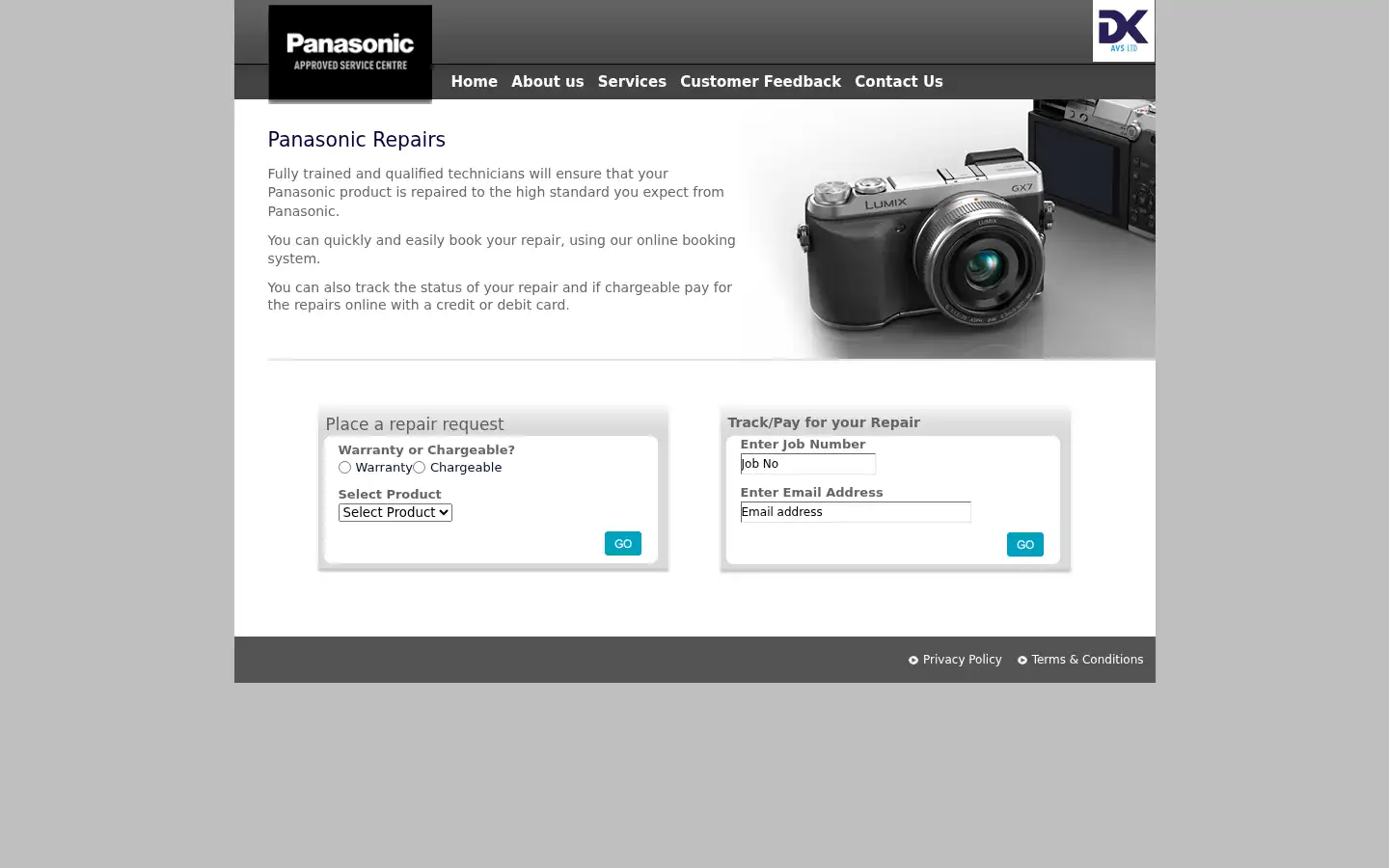 Screenshot of panasonic.dkavs.co.uk