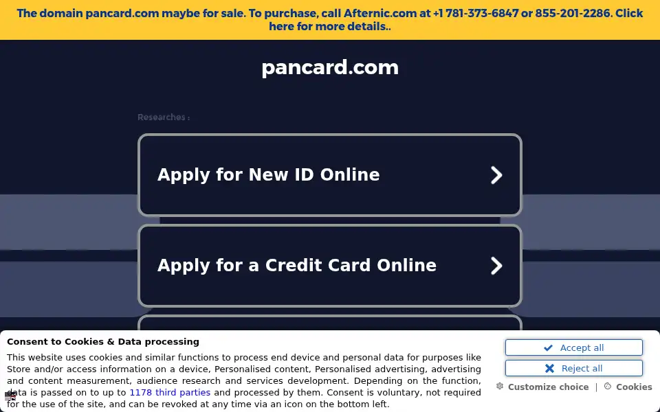 Screenshot of pancard.com