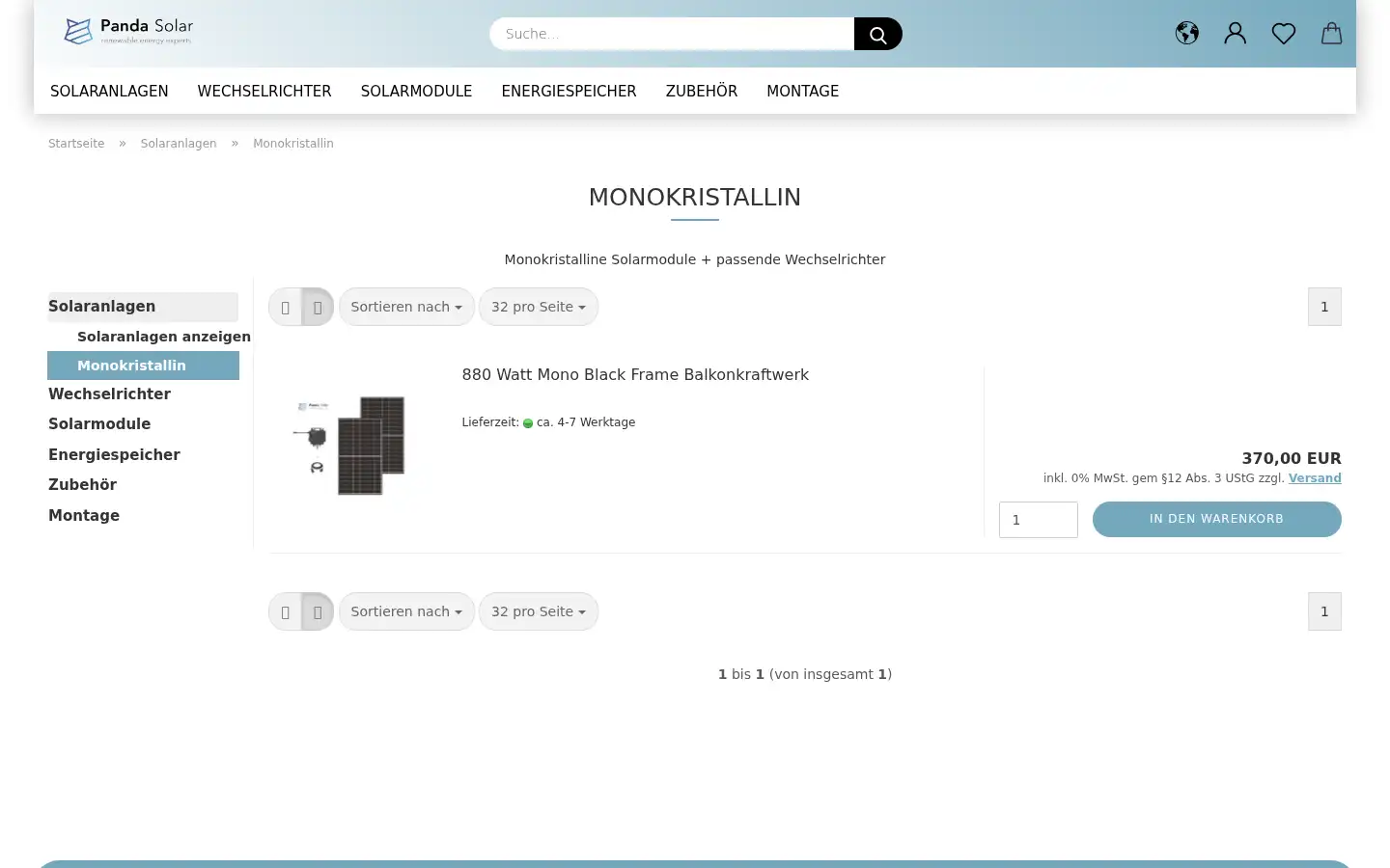 Screenshot of panda-solar.de