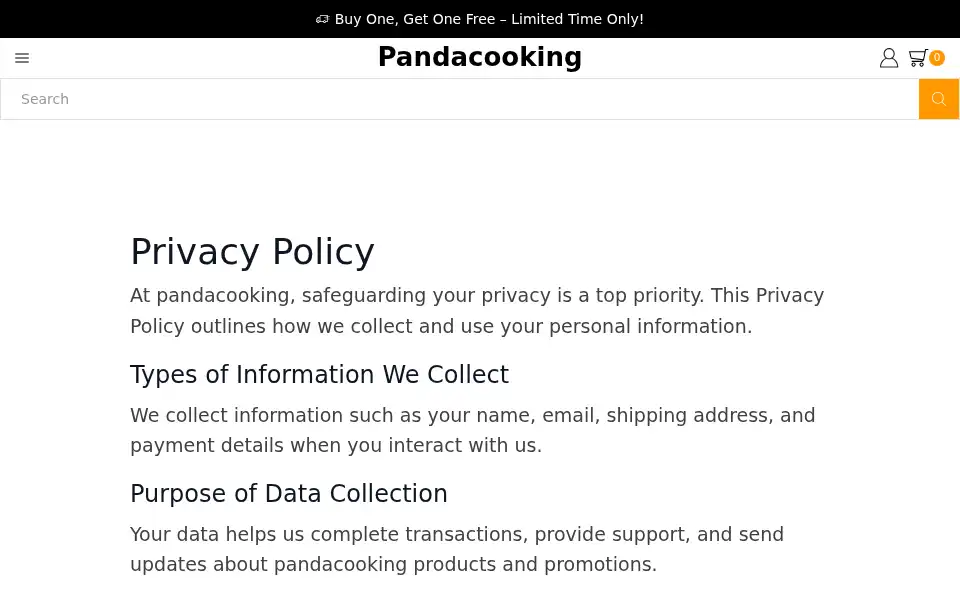 Screenshot of pandacooking.co.uk