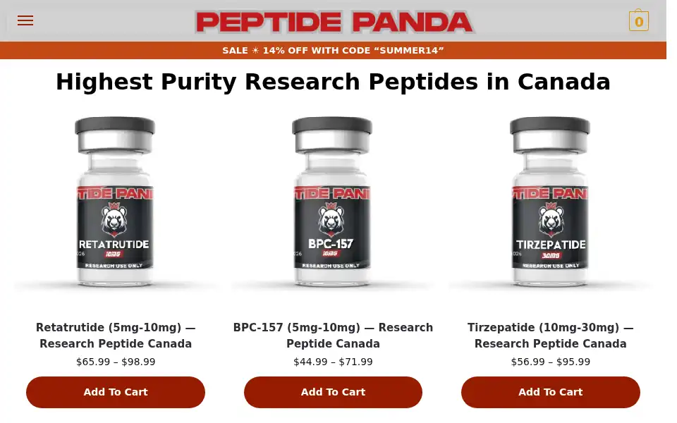 Screenshot of pandapeptide.ca