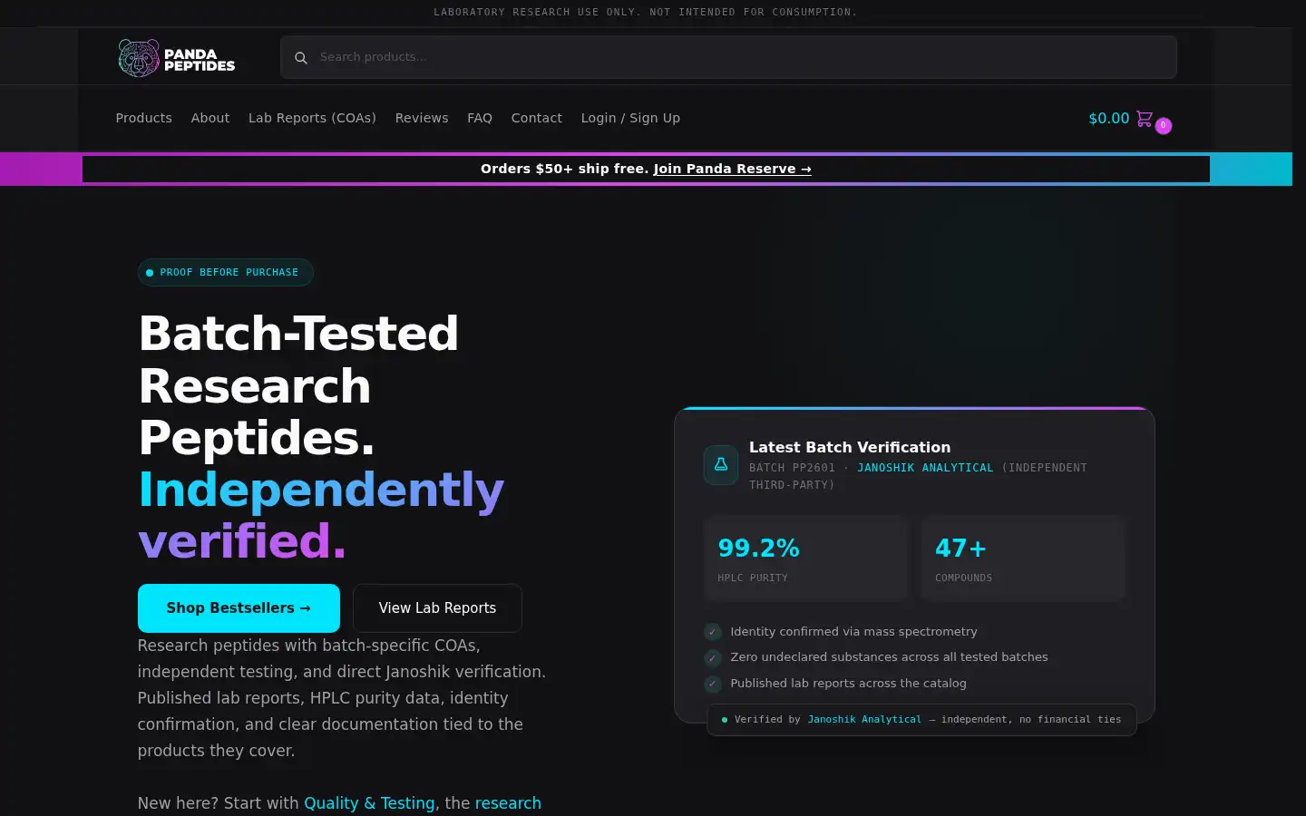 Screenshot of pandapeptides.com