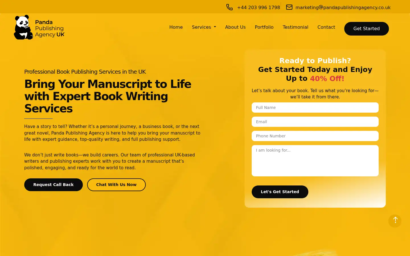 Screenshot of pandapublishingagency.co.uk