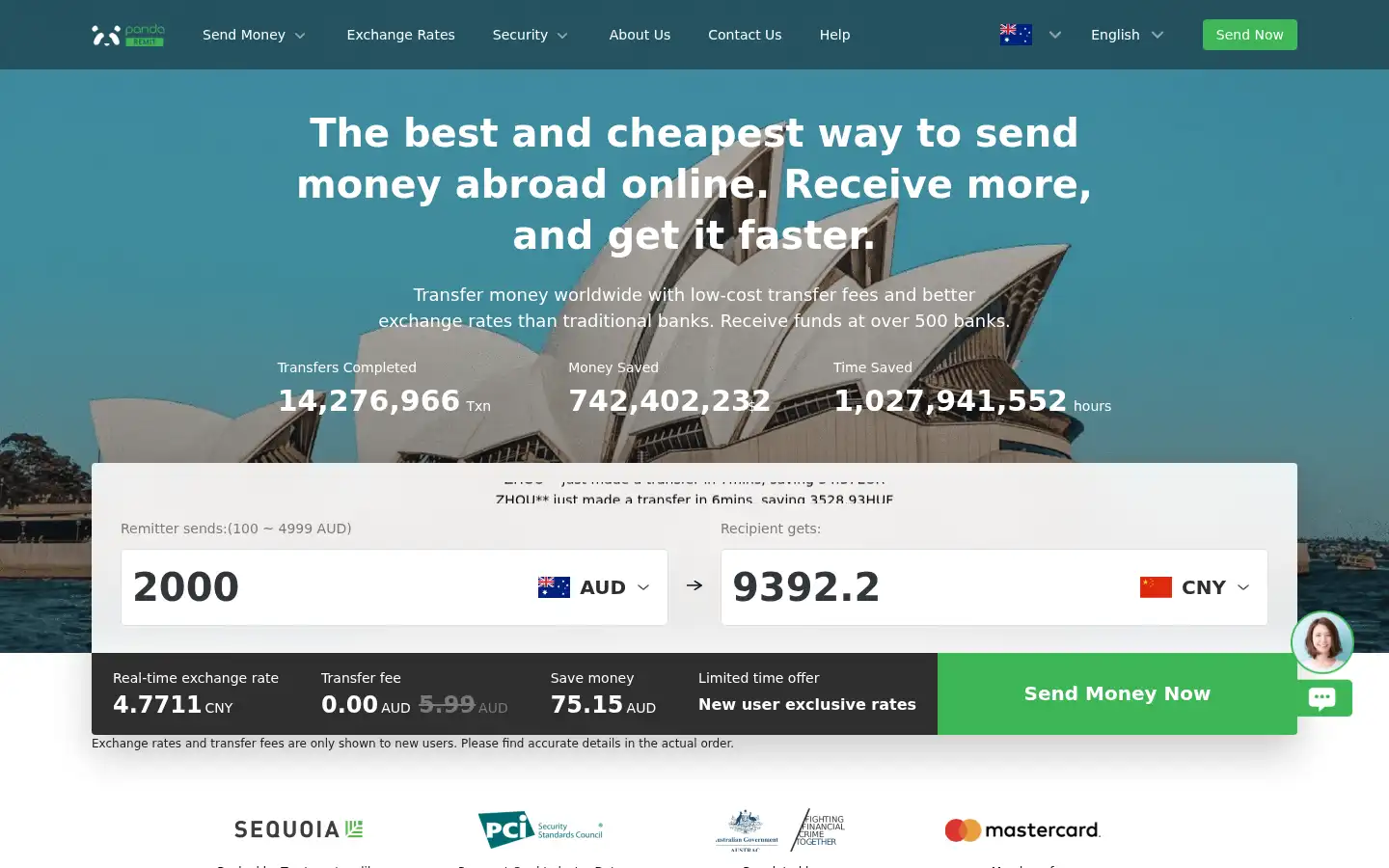 Screenshot of pandaremit.com