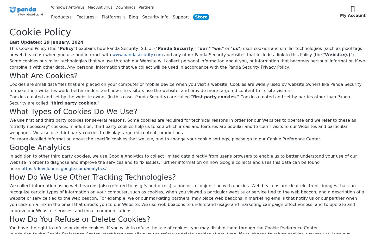 Screenshot of pandasecurity.com
