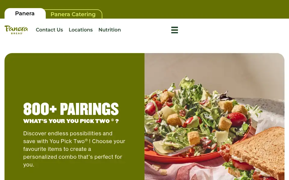 Screenshot of panera.ca