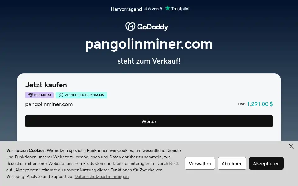 Screenshot of pangolinminer.com